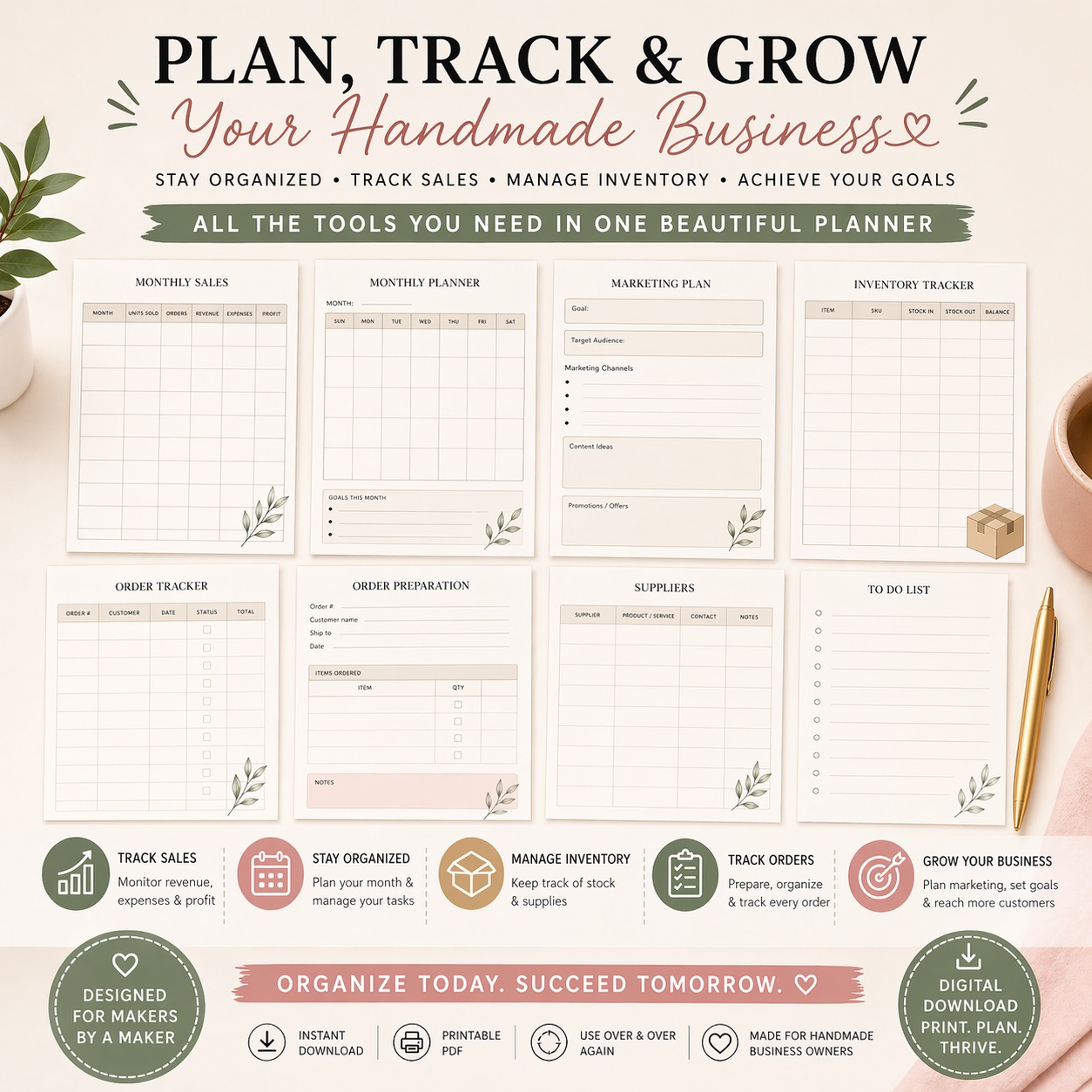 handmade business planner pdf – plan, track & grow your craft business handmade business planner pdf – plan, track & grow your craft business
