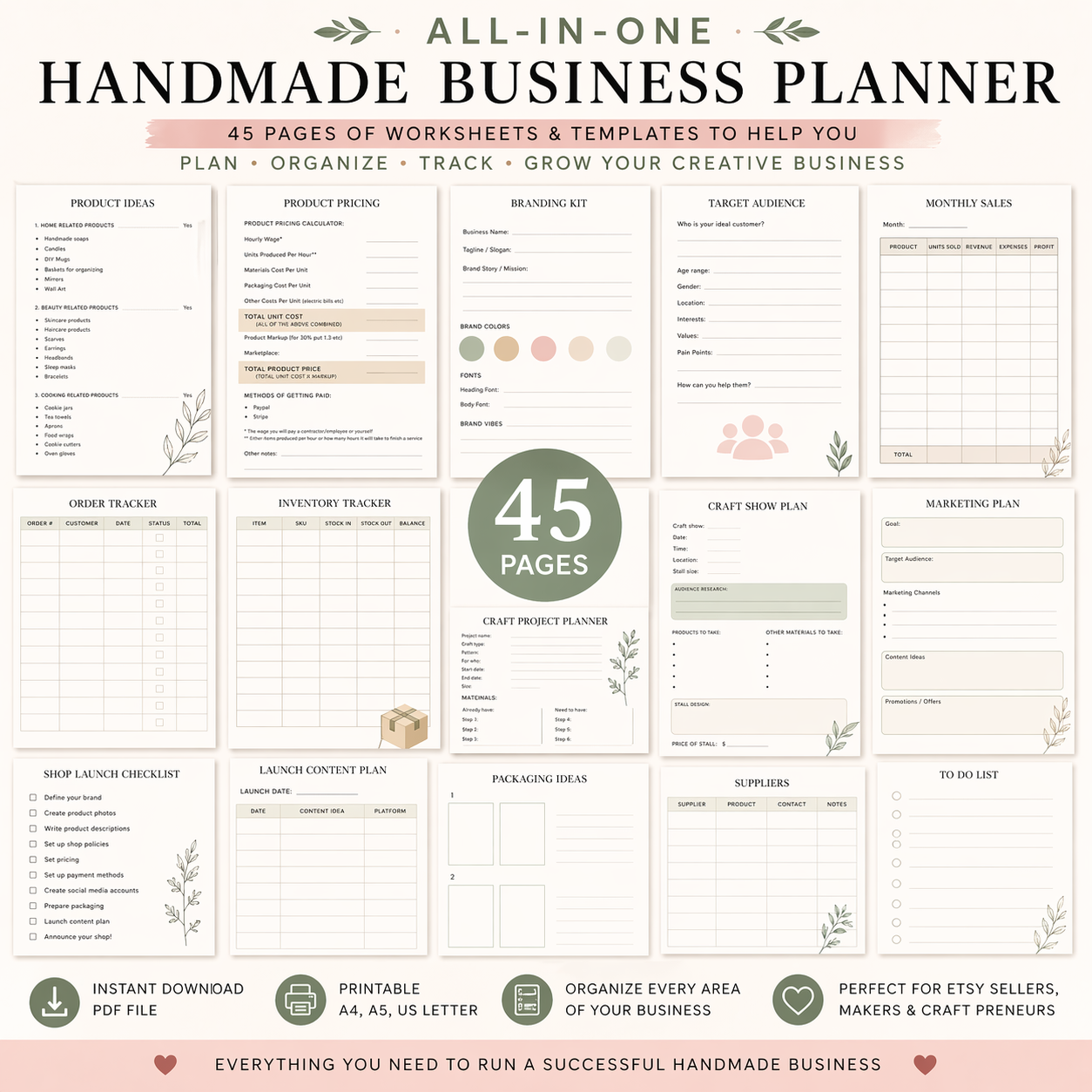 handmade business planner pdf – plan, track & grow your craft business handmade business planner pdf – plan, track & grow your craft business