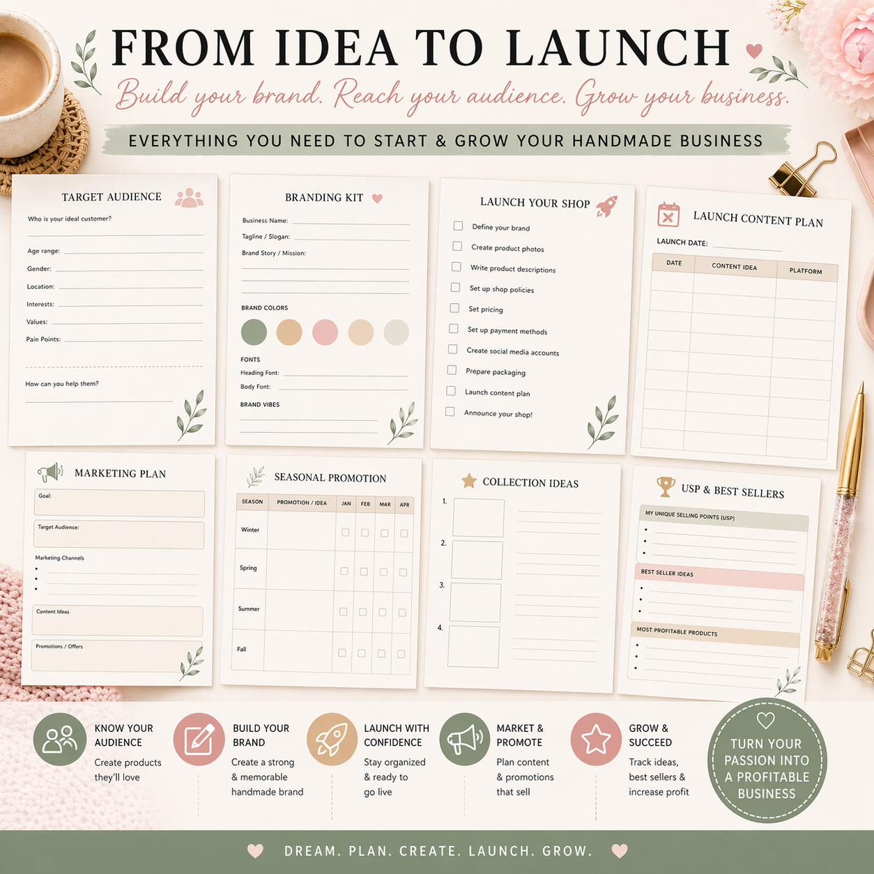 handmade business planner pdf – plan, track & grow your craft business handmade business planner pdf – plan, track & grow your craft business