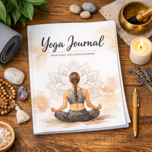yoga planner printable pdf | digital yoga journal & wellness tracker | yoga practice planner, meditation journal, habit tracker